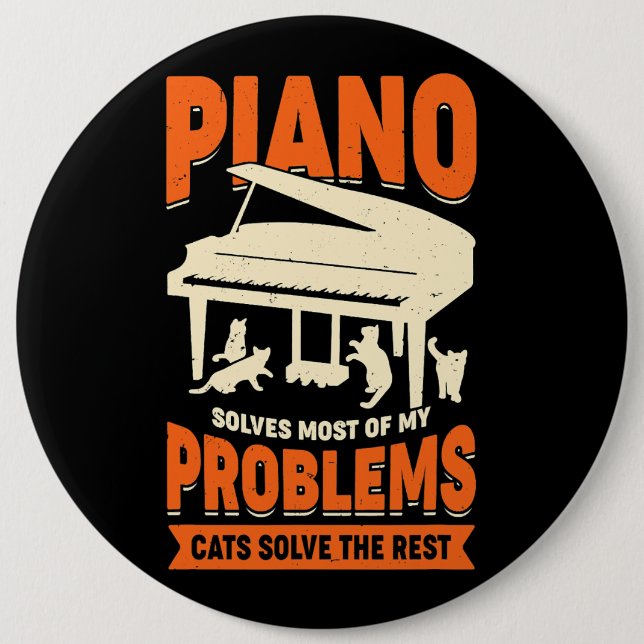 Piano Player Design for a Cat Lover 6 Cm Round Badge (Front)