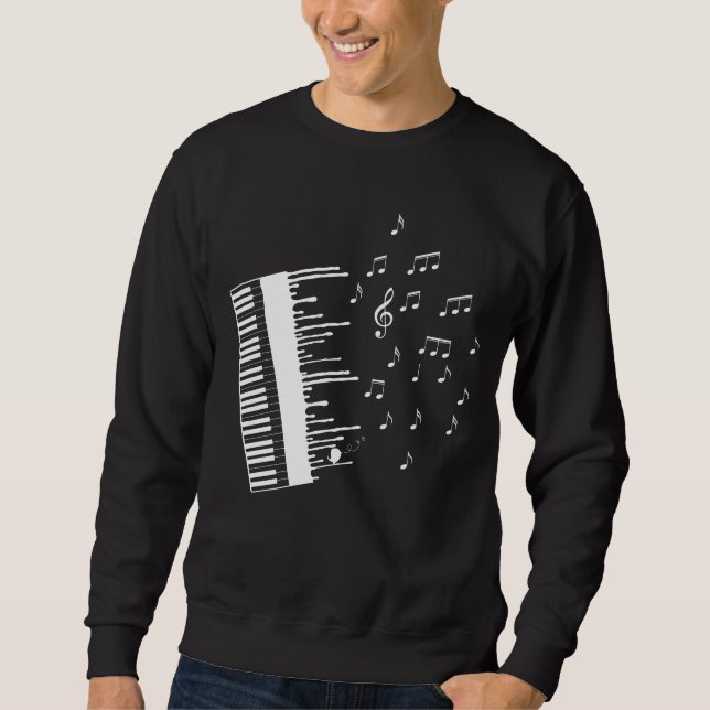 Piano Player Flying Music Notes Bird Pianist Sweatshirt (Front)