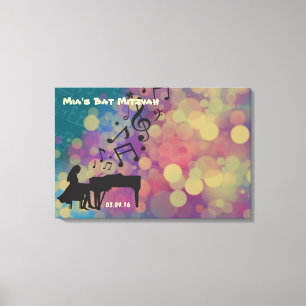 Piano Player Girl Bat Mitzvah Sign-In Board Canvas Print