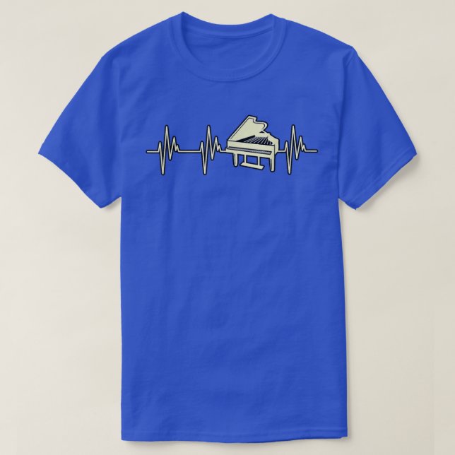 Piano Player Heartbeat Music Teacher Piano Musicia T-Shirt (Design Front)
