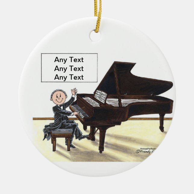 Piano Player - Male Ceramic Tree Decoration (Front)