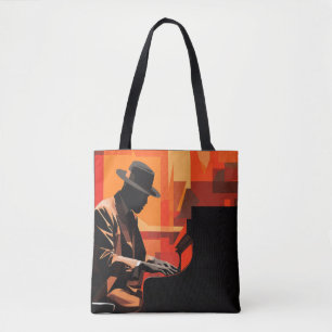 Piano Player Music Painting Abstract Art Decor Tote Bag