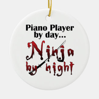 Piano Player Ninja Music Gift Ceramic Tree Decoration