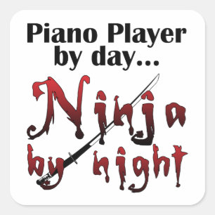 Piano Player Ninja Square Sticker