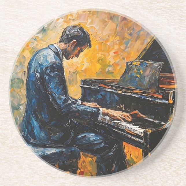 Piano Player - Oil Painting Coaster (Front)