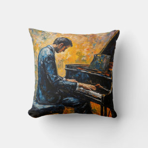 Piano Player - Oil Painting Cushion