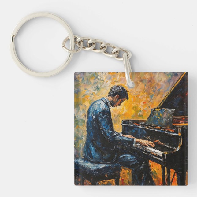 Piano Player - Oil Painting Key Ring (Front)