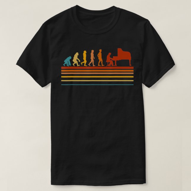 Piano Player Pianist Evolution Retro  T-Shirt (Design Front)