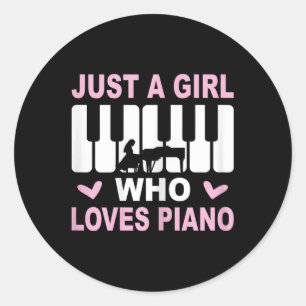 Piano Player Piano Girl Pianist Woman  Classic Round Sticker