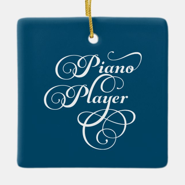 Piano Player Script Ceramic Ornament (Front)