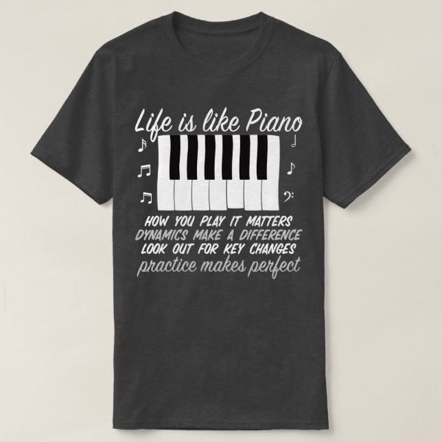 Piano Player Teacher Gift Keyboard Keys Music Love T-Shirt (Design Front)