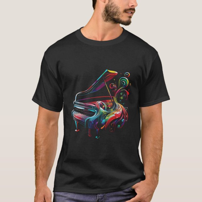 Piano Players Beautiful Colourful Piano T-Shirt (Front)