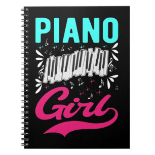 Piano Playing Girl Musician Daughter Instrument Notebook