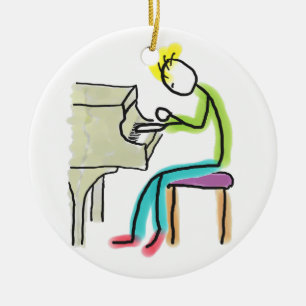 Piano Playing Stickman Ceramic Tree Decoration