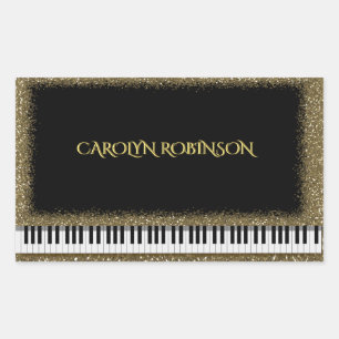 Piano Recital Gold Faux Glitter Sticker