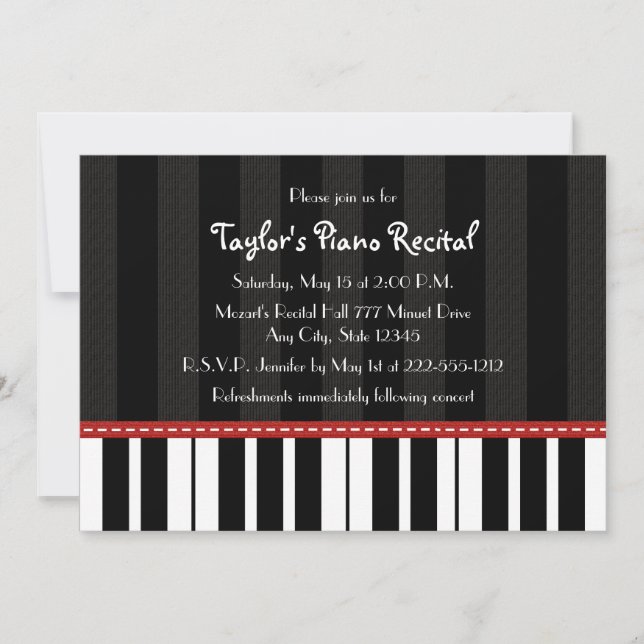 Piano Recital Invitations Invites (Front)