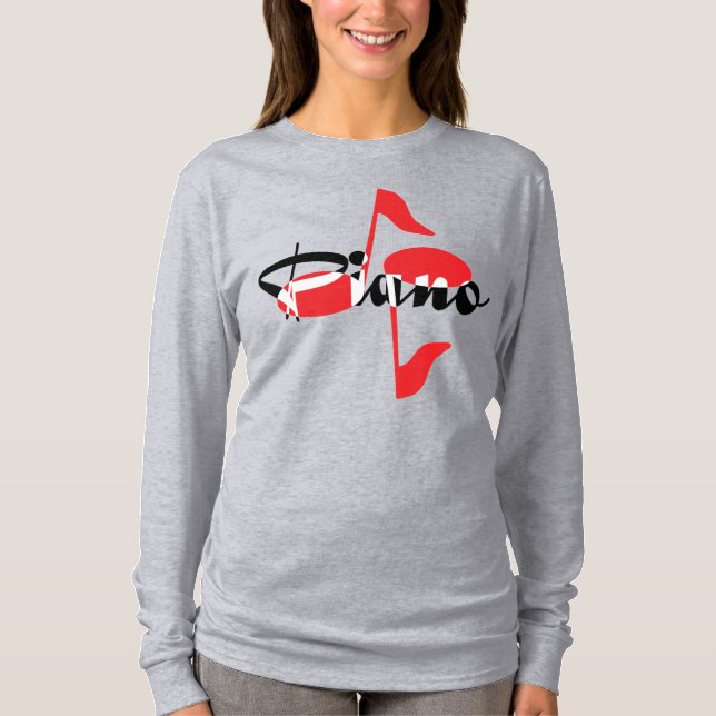 Piano Red Notes T-Shirt (Front)