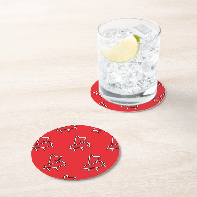 Piano Red  Round Paper Coaster (Insitu)