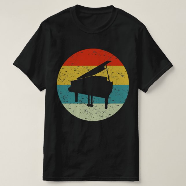 piano retro vintage  silhouette 70s T-Shirt (Design Front)