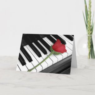 Piano & rose tinted holiday card