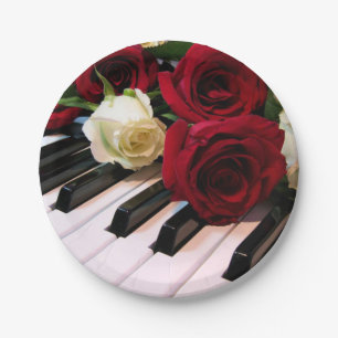 Piano & Roses Paper Plates