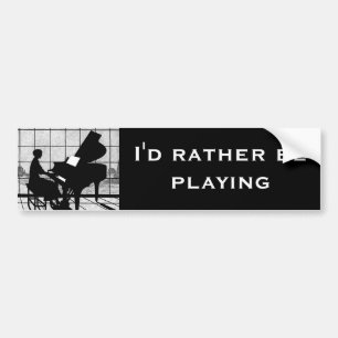 Piano Silhouette Art Deco Style Black and White Bumper Sticker