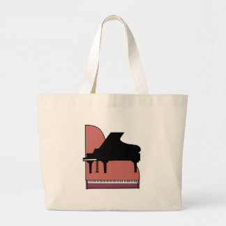 piano silouhette design large tote bag