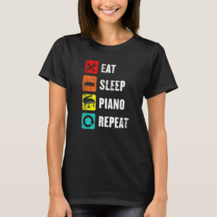 Piano Slogan Eat Sleep Repeat Success Play Music C T-Shirt