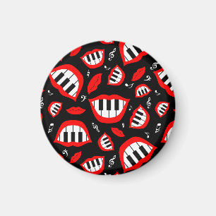 Piano smile pattern on black background magnet