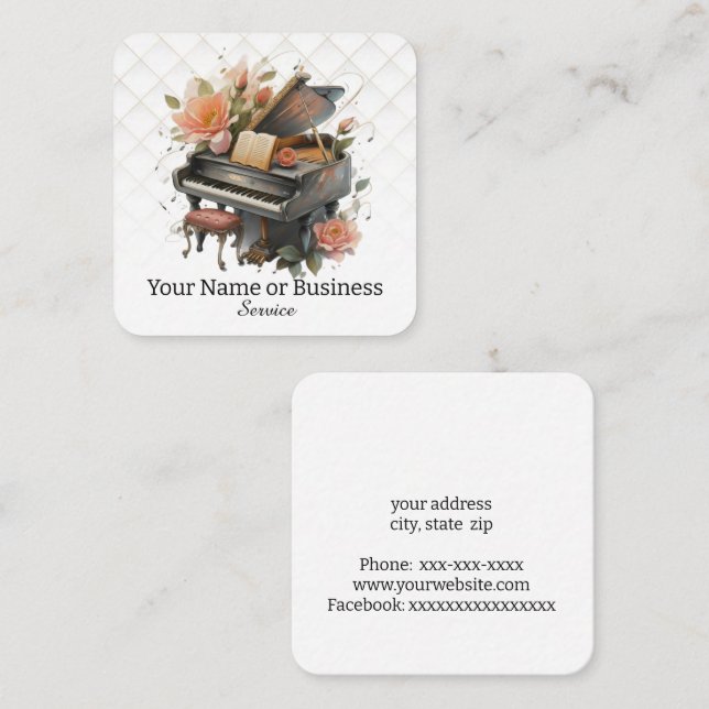 Piano Square Business Card (Front/Back)