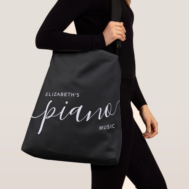 Piano Stuff Personalised Name Large Crossbody  Bag (Close Up)
