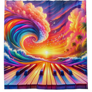 Piano Sunset Shower Curtain