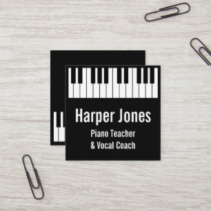 Piano Teacher and Vocal Coach Keyboard Dark Square Business Card