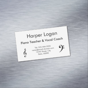 Piano Teacher and Vocal Coach Magnetic Business Card