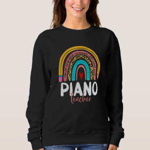 Piano Teacher Leopard Rainbow Back To School Piano Sweatshirt