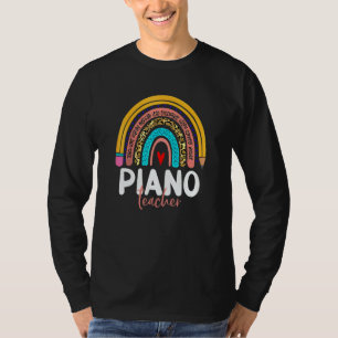 Piano Teacher Leopard Rainbow Back To School Piano T-Shirt