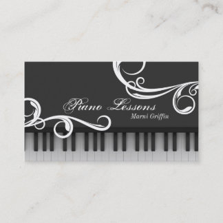 Piano Teacher Lessons Business Card Elegant Swirl