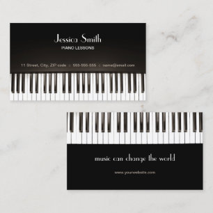 Piano Teacher Music Lessons Black Business Card