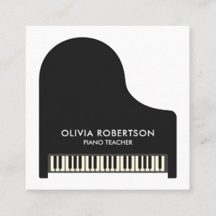 Piano Teacher, Music Studio, Piano Tutor, Pianist Square Business Card