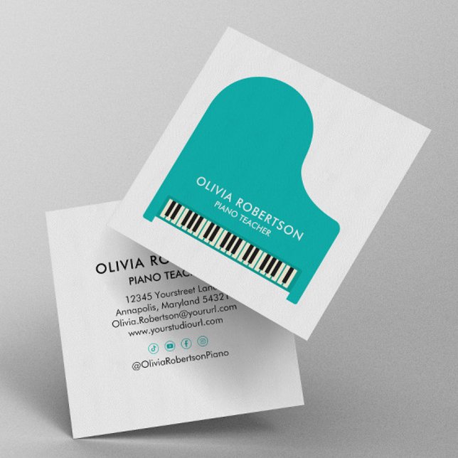 Piano Teacher, Music Studio, Piano Tutor, Pianist Square Business Card (Creator Uploaded)