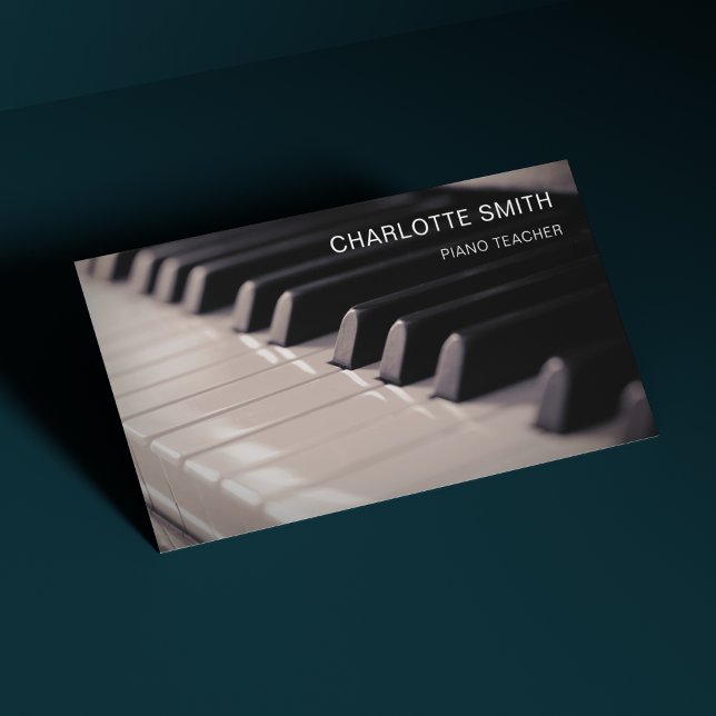 Piano Teacher Navy Blue Modern Business Card (Creator Uploaded)