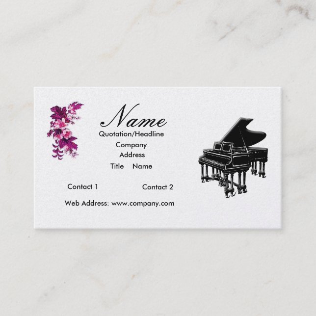 Piano Teacher or Sales Grand Piano Business Card (Front)