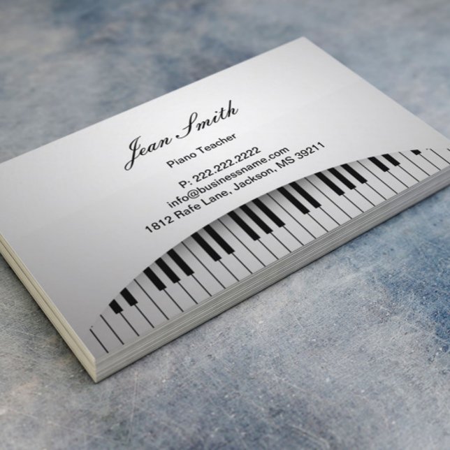 Piano Teacher Pure White Piano Keys Music Business Card (Creator Uploaded)