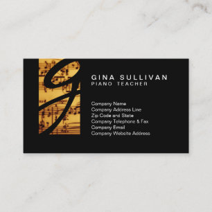 Piano Teacher Vintage Music Notes Monogram Music Business Card
