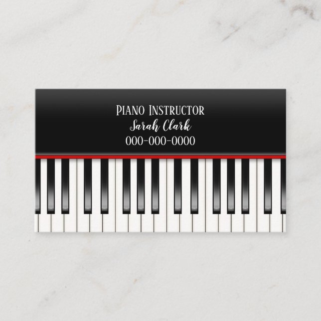 Piano Teacher with Keyboard Business Card (Front)
