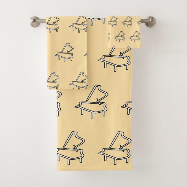 Piano Theme Creme    Bath Towel Set (Insitu)