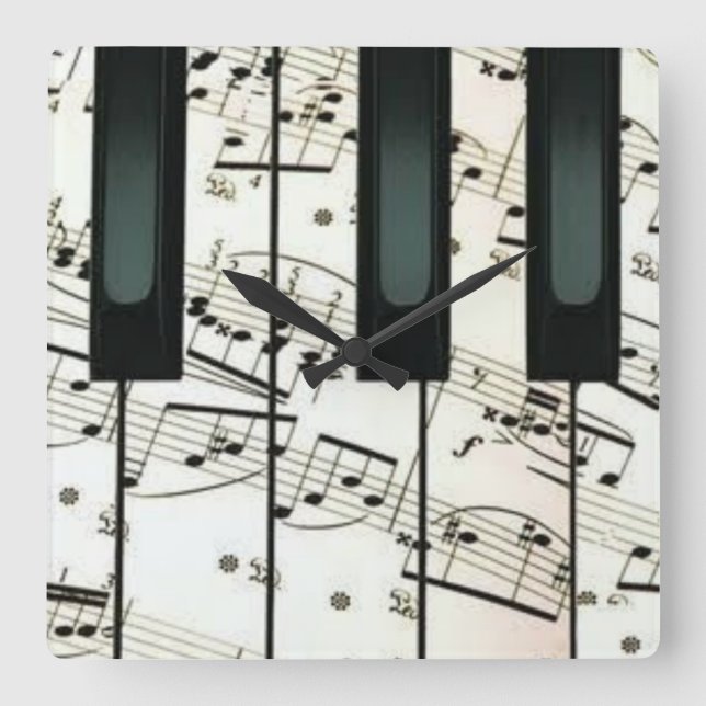 Piano  throw pillow square wall clock (Front)