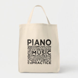 Piano Typography Tote Bag