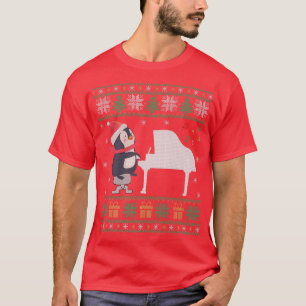 Piano Ugly Christmas Sweater Penguin Xmas Family M
