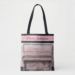 Piano Vintage Antique Music Tote Name Monogram Bag